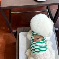 New Puppy Fashion Summer Striped Cute Bear Pet Bottom Shirt Dog Vest Cat Clothes Puppy Bichon Teddy Small Dog Clothes Chihuahua