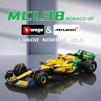 Bburago 1:43 2024 F1 McLaren MCL38 Miniatur Kereta Aloi Diecast Model #4 Lando Norris #81 Oscar Pias