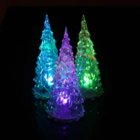 Christmas Day new year small gift colorful LED acrylic crystal flashing Christmas simulation table lighting Christmas tree