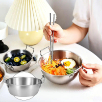 Mangkuk Nasi Anggur Gaya Korea Mangkuk Camilan Telinga Ganda Stainless Steel Mangkuk Nasi Rumah Tang