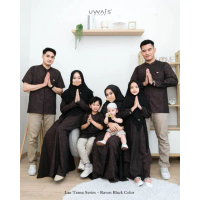 BAJU GAMIS SARIMBIT COUPLE FAMILY SET PRINT MOTIF BATIK NOURA NADAA DRESS NADIEM QURTA HITAM RAVEN