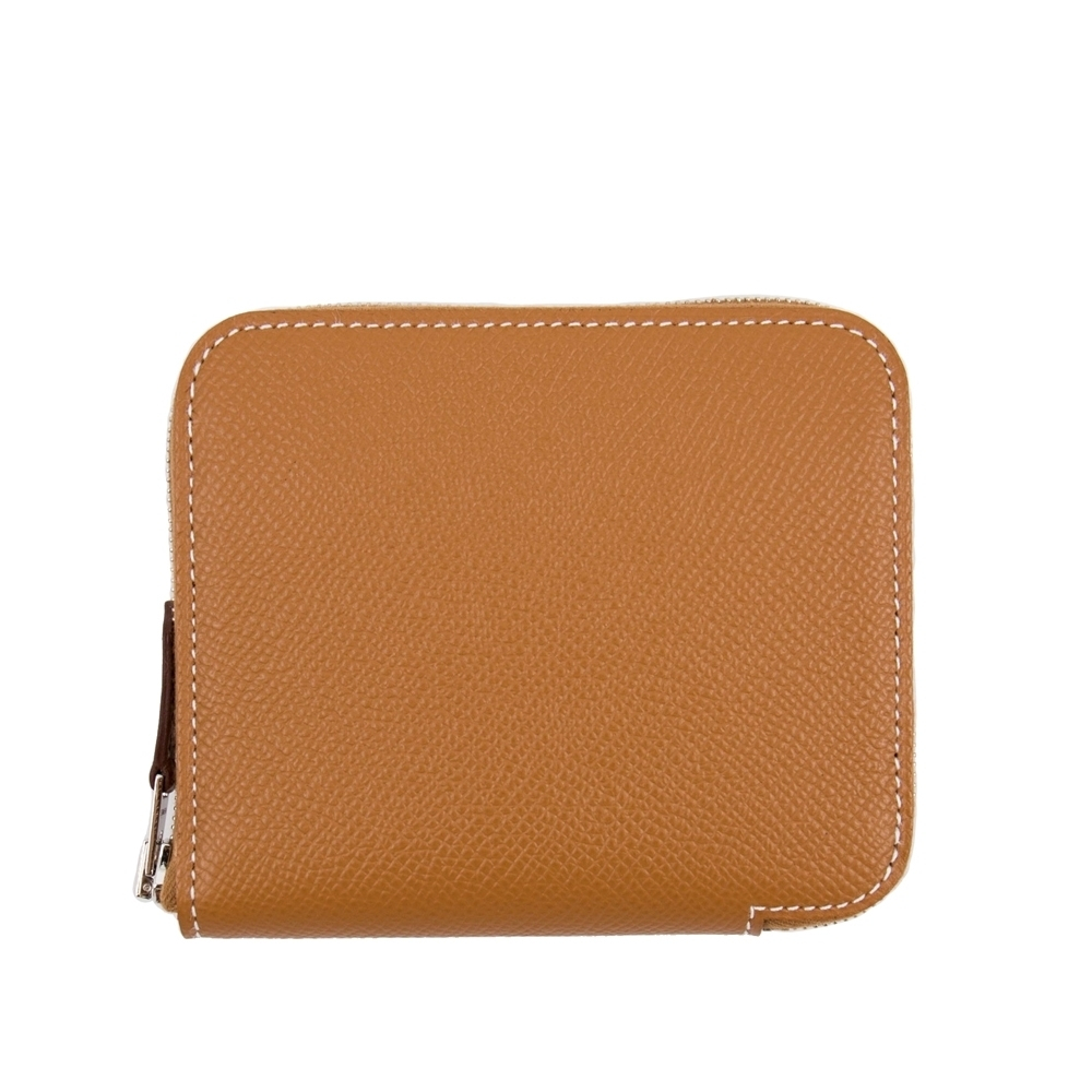 Hermes Azap Silk In Compact Orange/ Capucine Epsom leather/ Silk Silver  hardware