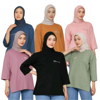 Atasan Kaos Polos Oversize Hijab Basic Wanita Katun Combed 20s Premium Muslim Nyaman Panjang  Tebal 