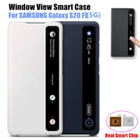 For Samsung Galaxy S20 FE 5G Window View Smart Leather Cases Flip-free Answer Calls Intelligent Operation Flip Cover For S20FE