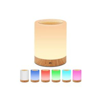 led觸控燈七彩創意木紋充電小夜燈 USB充電功能曖光
