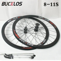 BUCKLOS Carbon Hub Road Bike Wheelset Ultralight 700C Bicycle Wheel Set 8/9/10/11 Speed Road Bike Wheels with Quick Release