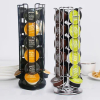 Rotatable 24Cups Nescafe Dolce Gusto Capsule Holder Metal Dolce Gusto Pods Holder Coffee Capsule Stand Storage Shelves Rack