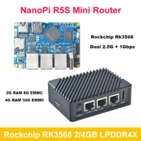 NanoPi R5S Mini Router OpenWRT Rockchip RK3568 Dual 2.5G+Gigabit Ethernet 2/4GB RAM With Metal Case Support U-Boot Linux Ubuntu
