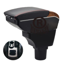 For Ford Aspire Armrest Box Elbow Rest Center Console Storage with Phone Charging USB Interface Cup Holder