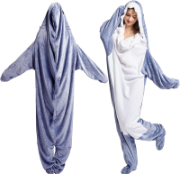 Shark Blanket Hoodie Onesie, Wearable Shark Blanket Sleeping Bag Soft Cozy Shark Costume Cosplay (Si