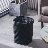 垃圾桶家用廁所衛生間客廳創意帶壓圈廚房藤編垃圾桶 廁所紙簍