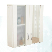單鏡面雙門防水塑鋼浴櫃/置物櫃(白色1入)