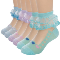 兒童襪子女薄款女童純棉蕾絲花邊水晶絲襪大小女孩舞蹈公主襪