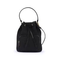Prada Jacquard Canvas Duet Medium Bucket Shoulder Bag Black