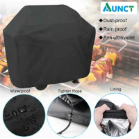 BBQ Grill Cover Outdoor Waterproof Barbecue Cover Weber Dust Cover Heavy Duty Snow Rain Protective Round bbq Grill Black