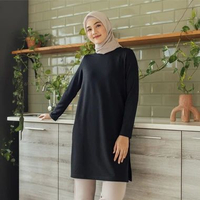 Geulis.id BASIC TUNIC BASIC COLOR / TUNIK KAOS / TUNIK POLOS / KEMEJA MERAH S BLACK