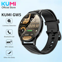 Kumi Gw5 Smart Watch 1.39 Inch Nfc Bluetooth Call Sport Heart Rate Blood Pressure Oxygen Monitor Waterproof Smart Watches