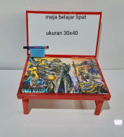 Meja Belajar Anak Lipat Karakter Kayu + Whiteboard Minimalis Portable Serbaguna/set alat tulis anak/