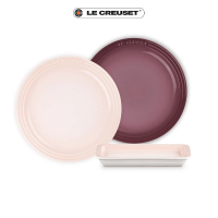 【Le Creuset】瓷器圓盤27cm-2入(贈長方盤25cm-無盒)