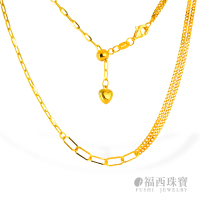 預購 福西珠寶 9999黃金項鍊 無段調節伸縮項鍊 雙拼古巴項鍊(金重1.81錢+-0.03錢)