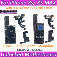 Working Plate For iphone xs/XS Max motherboard With Face ID Free ICloud 64G 256G Unlocked Clean Main Logic Board IOS Tested