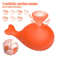 Small Whale Shape Suck Tease Breast Pump Multi-frequency Vibration Vibrator Sex Products Toy