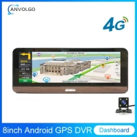 8 Inch 4G Vehicle GPS Navigation Android Dashboard Dash Camera DVR Loop recording 1080P WiFi Registrator Car Navigator Free Maps