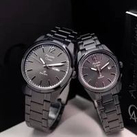 JAM TANGAN COUPLE ALEXANDRE CHRISTIE AC1012 / AC 1012 STAINLESS ORIGINAL - silver silver black