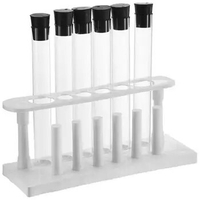 20x150mm Glass Test Tube Set with Rubber Stoppers and Plastic Rack, 6 Piece Set