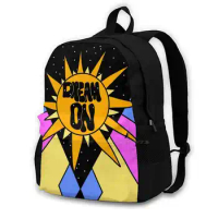 Dream On ( Color ) Backpacks For Men Women Teenagers Girls Bags Dream On Positivity Positive Vibes Vibe 70s 1970s Bands Songs