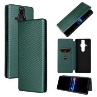 for SONY Xperia PRO-I 5 II III IV 1 Ace 10 XZ3 L4 Case Carbon Fiber Flip Magnet Holder Shockproof Phone Cover Card Slot Funda