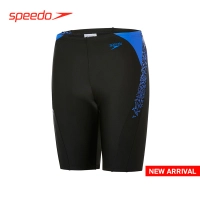 Speedo/速比濤舒適時尚經典印花兒童及膝泳褲抗氯男可愛水陸兩用#