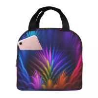 Lunch Bag Insulated Bag Abstract Feather Portable Shoulder Picnic Thermal Fruit Bag For Work