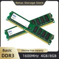 Netac Desktop DDR3 Memoria RAM 1600MHz DDR3 8GB 4GB for Computer PC 240pin DIMM ddr3 Memory lifetime warranty