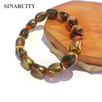 Gelang Manik Kristal Bentuk Oval Kaca India Bohemian Style Corak Abstrak Coklat Aesthetic | Gelang A
