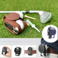 1PC Golf Ball Bags Mini Ball Storage Bags PU Leather Hang On Waist Golf Ball Bag Pouch With Metal Buckle Golf Belt Ball Bags