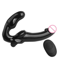 Strapless Strap-on G-spot Vibrator Double Ended Dildo Sex Lesbian Women Toys, Vibration Remote for Lesbian Anal Play Adult Toys