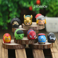 8pcs/set Marvel Tsum The Avengers Spider-Man Hulk Iron Man Mini Model Cute Q Version Captain America