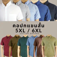 คอปก/แขนสั้น ไซส์ใหญ่ 5XL/6XL ผ้า OXFORD - SHIRT LAND เสื้อเชิ้ตผู้ชาย Short Sleeve Normal Collar Sh