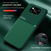 For Xiaomi Poco X3 NFC Shockproof Case Magnetic Car Holder Leather Silicone Case Poco X4 X4 GT Fundas Mobile Poco X5 X4 X5 Pro