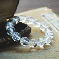 喜馬拉雅高品質白水晶冰雪爆花雪花晶石轉運圓珠手串天然手工串珠