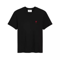AMI Paris Red Ami De Coeur Organic Cotton Jersey Classic Fit T-Shirt Black
