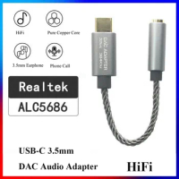 Realtek ALC5686 USB Type C DAC Headphone adapter HIFI Decoder Audio 3.5mm Jack otg type c Converter for xiaomi huawei Android