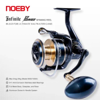 Noeby Infinite Power Spinning Reel 5000H 8000H 10000H Aluminum Max Drag 20kg Full Metal Body Saltwater Fishing Reels Pesca Wheel