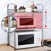 廚房置物架微波爐架子雙層不銹鋼烤箱架單層收納架調味架廚房用品