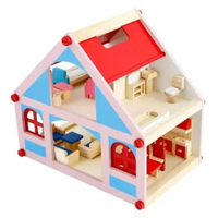 Wooden Doll House Biru Muda