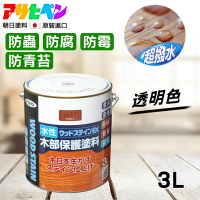 【日本Asahipen】新水性室內外護木漆EX 3L 透明色