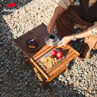 Nature-hike Square Folding Table Home Coffee Table Outdoor Portable Picnic Dinner Bamboo Table Cross Bracket Camping Furnishings