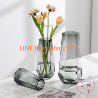 北歐簡約創意玻璃花瓶透明水養插花玫瑰百合花器客廳擺件家用【不二雜貨】