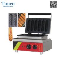 TIMCO Corn Dog Stick Waffle Maker 6pcs Electric Lolly Stick Commercial Nonstick Machine Baker